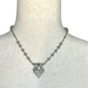 Vintage Art Deco Necklace Antique Statement Piece Center Rhinestone Shoe Clip